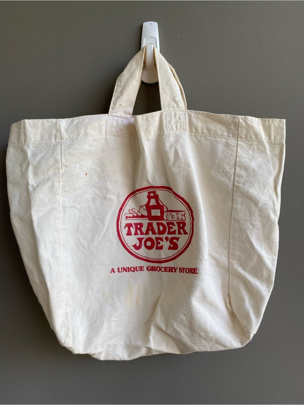Traders Joe Vintage Cream Canvas Tote Bag